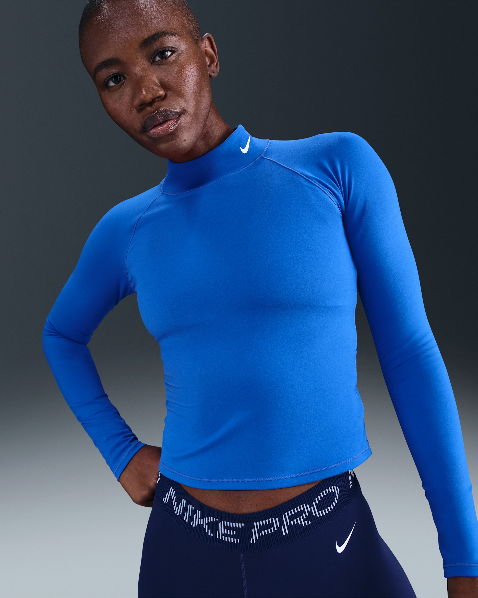 Nike Pro Women's Dri-FIT Long-Sleeve Mock-Neck Top. Nike.com